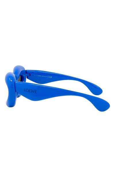 Shop Loewe 55mm Cat Eye Sunglasses In Shiny Blue / Smoke