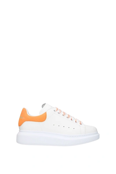 Alexander Mcqueen Oversize Leather Sneakers In White sunset Orange