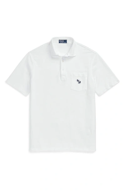 Shop Polo Ralph Lauren Solid Cotton Polo Shirt In White
