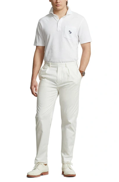 Shop Polo Ralph Lauren Solid Cotton Polo Shirt In White