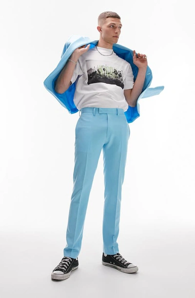 Shop Topman Skinny Suit Trousers In Medium Blue