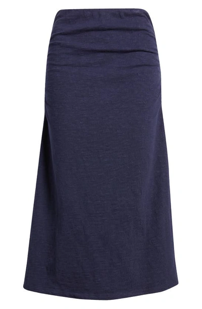 Caslon Softly Ruched Midi Skirt In Navy Peacoat