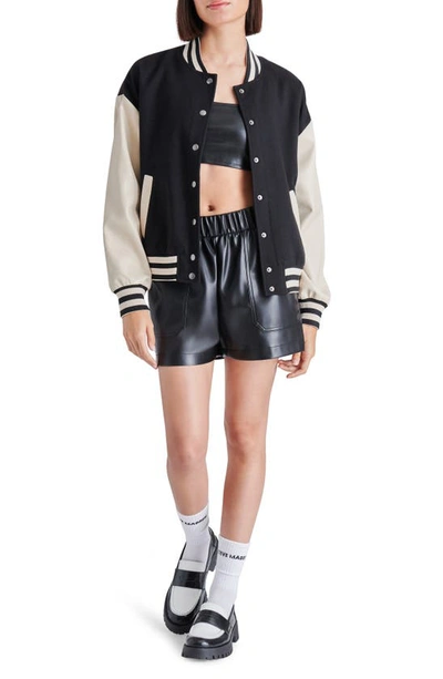 Shop Steve Madden Lainey Faux Leather Shorts In Black