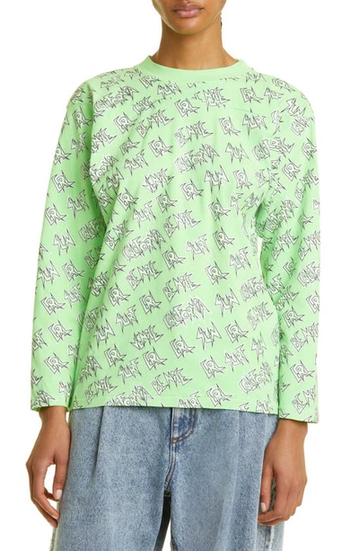 Shop Erl Gender Inclusive Print Long Sleeve T-shirt In Green