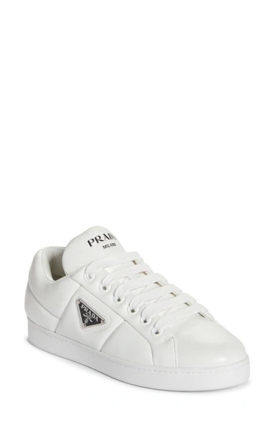 Shop Prada Logo Puffy Sneaker In White