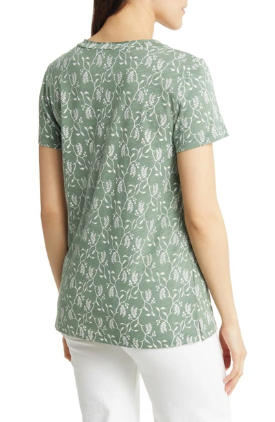 Shop Caslon V-neck Short Sleeve Pocket T-shirt In Green Dune- Ivory Vines