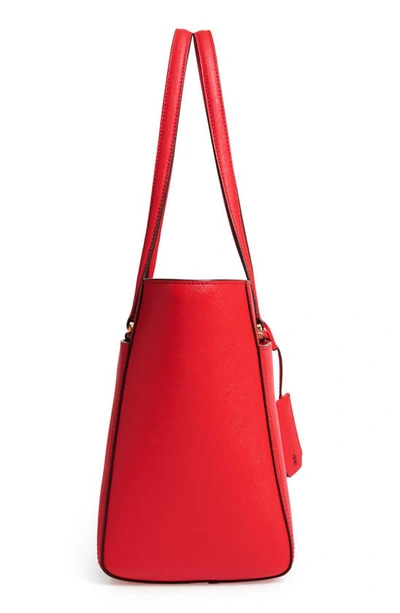 Shop Tory Burch Small Robinson Leather Tote In Brilliant Red