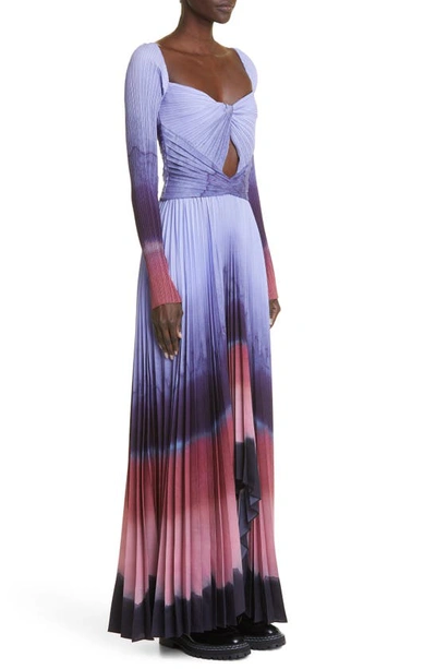 Shop Altuzarra Varvara Pleated Long Sleeve Handkerchief Hem Dress In 271551 Orseille Landscape