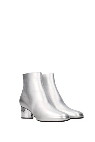 Shop Ferragamo Ankle Boots Leather Silver
