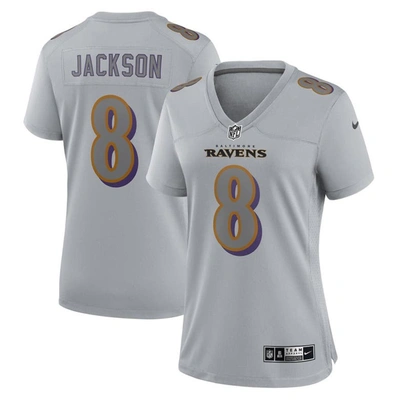 Women's Nike Lamar Jackson Gray Baltimore Ravens Atmosphere Fashion Game Jersey Size: Large