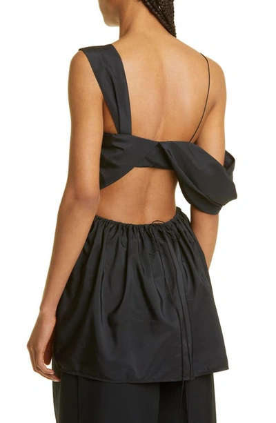 Shop Cecilie Bahnsen Sally One-shoulder Recycled Faille Top In Black