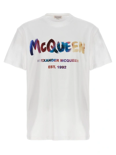 Shop Alexander Mcqueen Logo Print T-shirt White