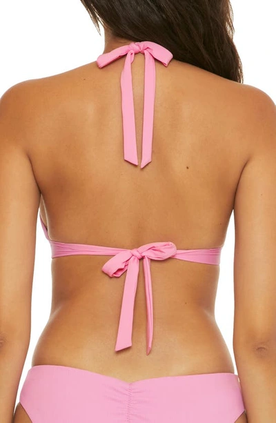 Shop Becca Modern Edge Lace-up Bikini Top In Rosy