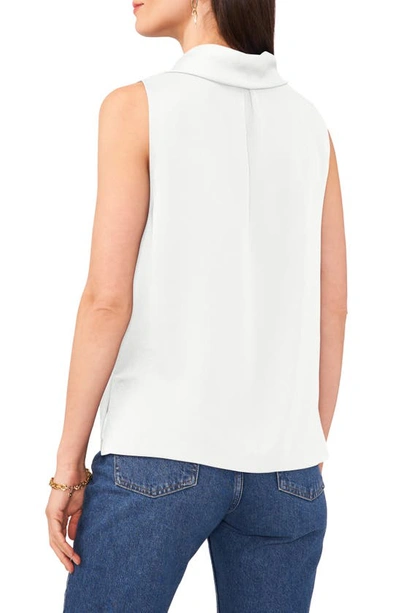Shop Vince Camuto Hammered Satin Sleeveless Cowl Neck Top In New Ivory