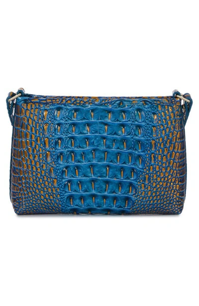 Shop Brahmin Lorelei Croc Embossed Leather Shoulder Bag In Deep Azure