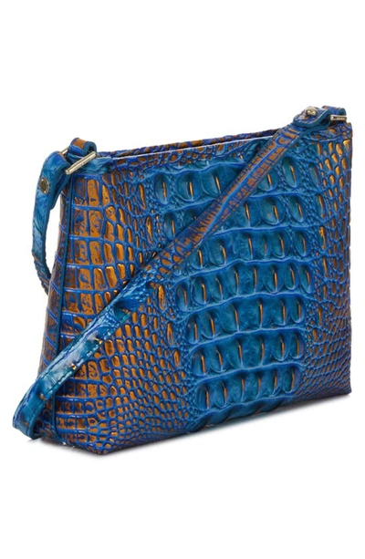 Shop Brahmin Lorelei Croc Embossed Leather Shoulder Bag In Deep Azure