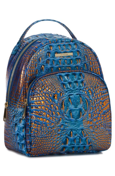 Shop Brahmin Chelcy Croc Embossed Leather Backpack In Deep Azure