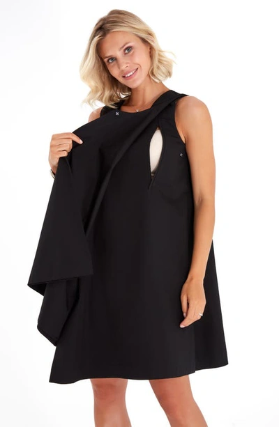 Shop Accouchée Sleeveless Cotton Maternity/nursing Swing Dress In Black