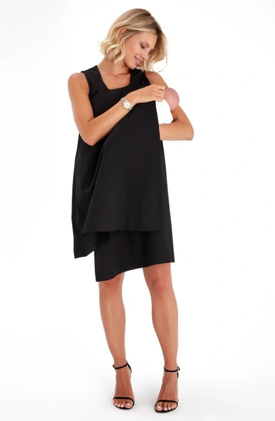 Shop Accouchée Sleeveless Cotton Maternity/nursing Swing Dress In Black