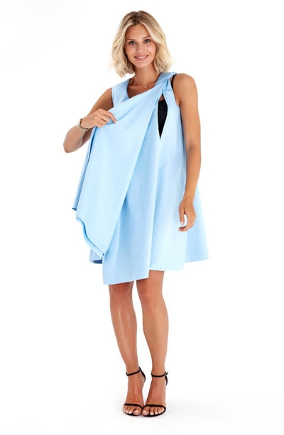 Shop Accouchée Sleeveless Cotton Maternity/nursing Swing Dress In Baby Blue