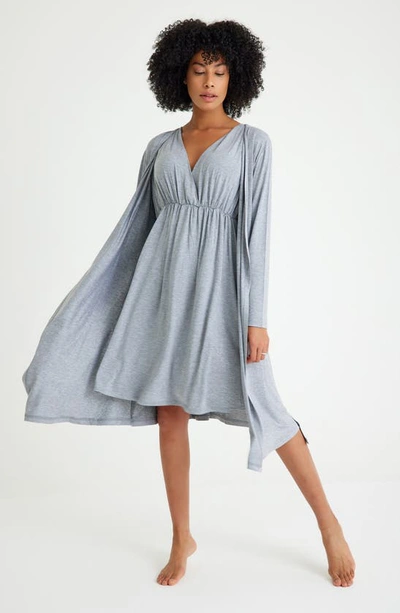 Shop Accouchée Maternity/nursing Nightgown & Robe Set In Gray