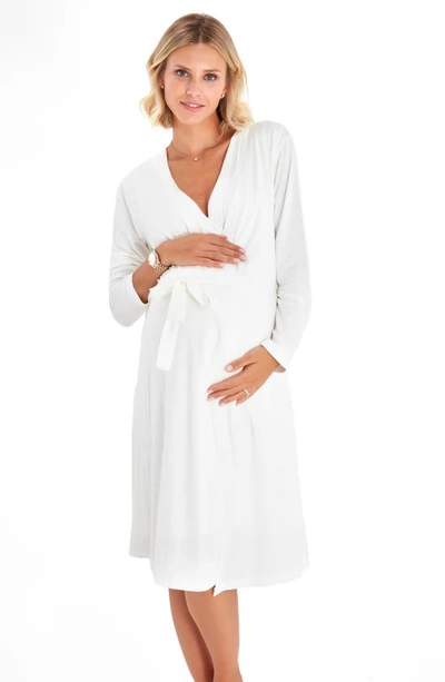 Shop Accouchée Maternity/nursing Nightgown & Robe Set In Ecru