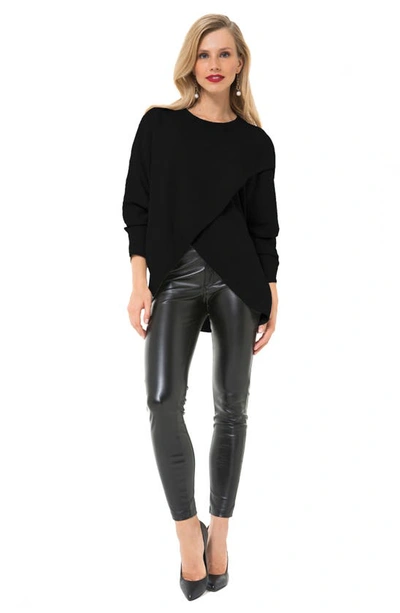 Shop Accouchée Crossover Long Sleeve Maternity/nursing Top In Black