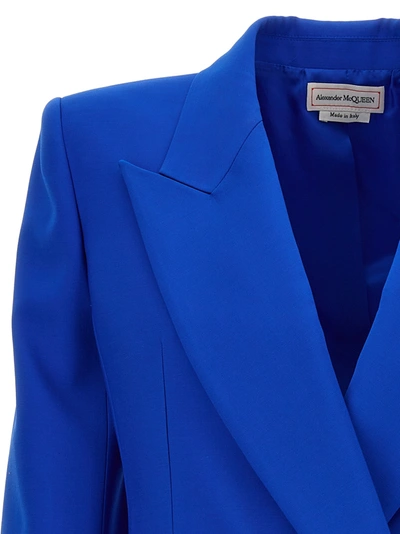 Shop Alexander Mcqueen Double Breast Wool Blazer Jacket Jackets Blue