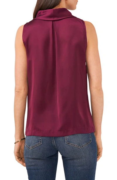 Shop Vince Camuto Hammered Satin Sleeveless Cowl Neck Top In Grape Wine