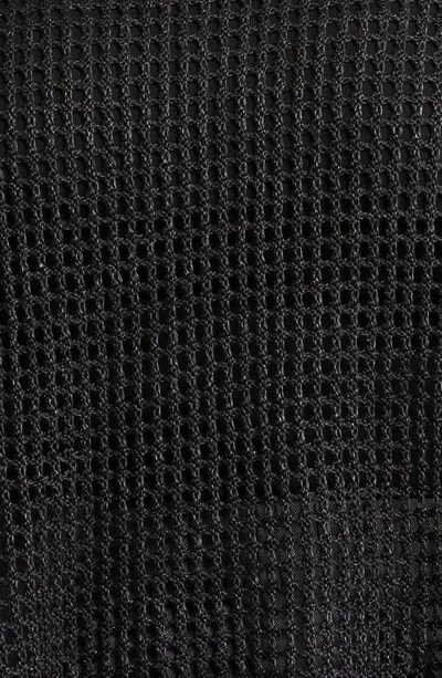 Shop Eileen Fisher Boat Neck Open Stitch Organic Linen Sweater In Black