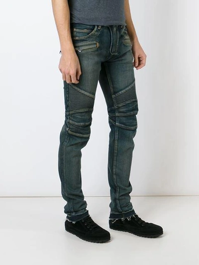 Shop Balmain Biker Jeans In Blue