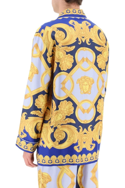 Shop Versace 'barocco 660' Silk Pajama Shirt