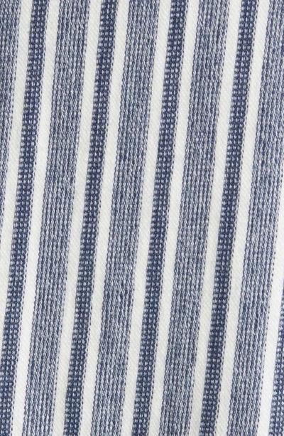 Vince Cabana Stripe Cotton Short Sleeve Button-up Shirt In Twilight Blue/ Off Wh