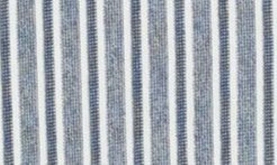 Vince Cabana Stripe Cotton Short Sleeve Button-up Shirt In Twilight Blue/ Off Wh