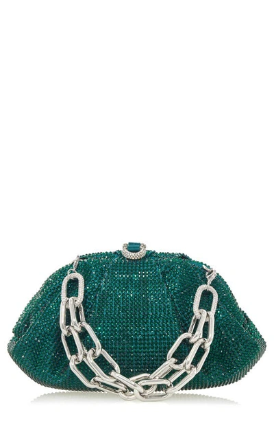 Shop Judith Leiber Gemma Crystal Clutch In Silver Emerald