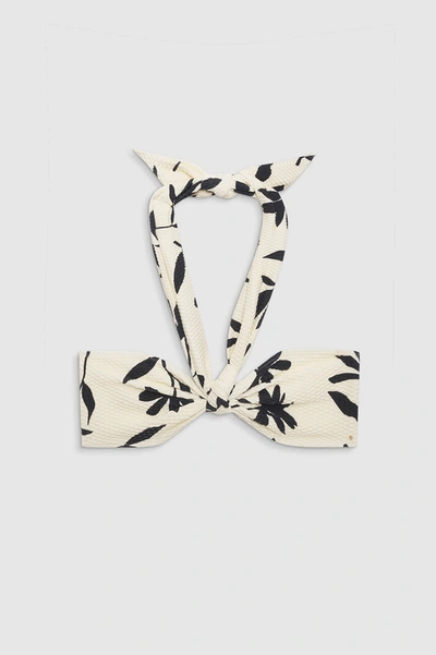 Shop Anine Bing Reeve Bikini Top In Ivory Daisy Print