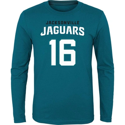 Outerstuff Big Boys Trevor Lawrence Teal Jacksonville Jaguars Mainliner Player Name And Number Long Sleeve T-sh In Teal