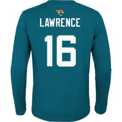 Outerstuff Big Boys Trevor Lawrence Teal Jacksonville Jaguars Mainliner Player Name And Number Long Sleeve T-sh In Teal