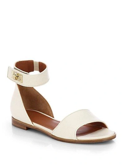 Shop Givenchy Leather Shark-lock Sandals In Beige