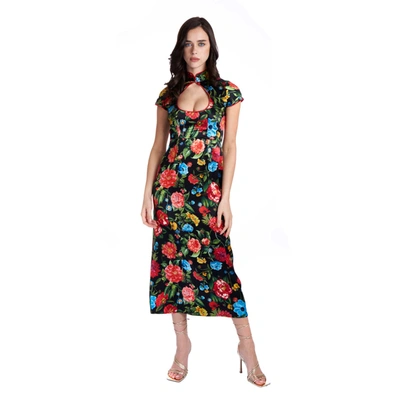 Shop Sofia Tsereteli Silk Cheongsam Dress In Multicolour