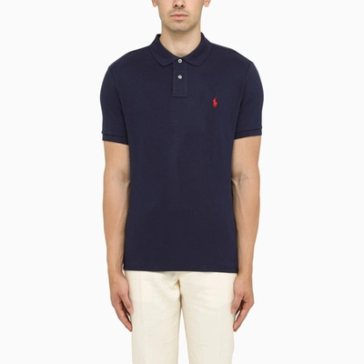 Shop Polo Ralph Lauren Newport Navy Polo Shirt With Logo In Blue