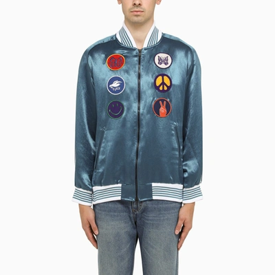 Shop Needles Blue Bomber Jacket With Patches