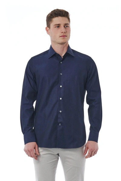 Shop Bagutta Blue Cotton Men's Shirt
