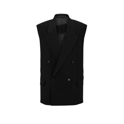 Shop Hugo Boss Oversized-fit Sleeveless Jacket In Stretch Wool In Black
