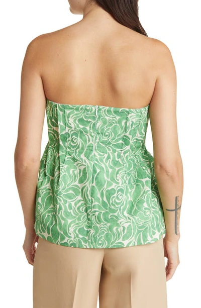 Shop Nackiyé Nackiyè Naked Skin Floral Pleated Bustier Top In Emerald Buds