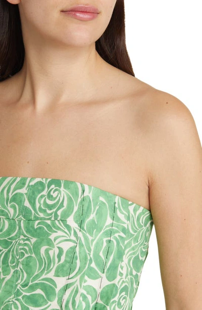 Shop Nackiyé Nackiyè Naked Skin Floral Pleated Bustier Top In Emerald Buds