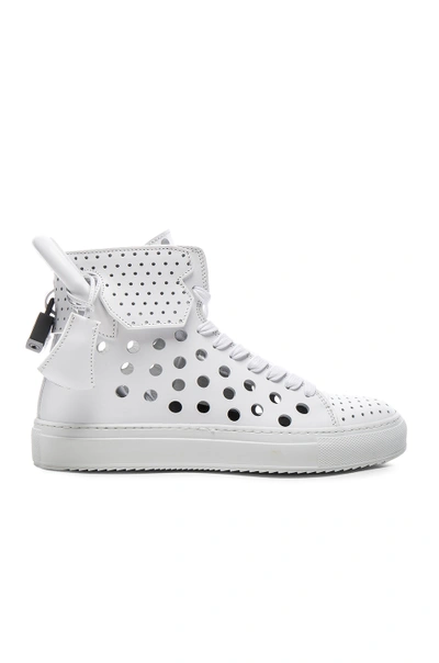 Shop Buscemi 125mm Leather Round Hole Sneakers In White