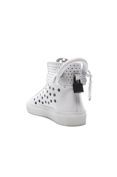 Shop Buscemi 125mm Leather Round Hole Trainers In White