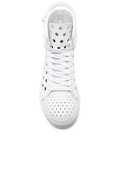 Shop Buscemi 125mm Leather Round Hole Sneakers In White