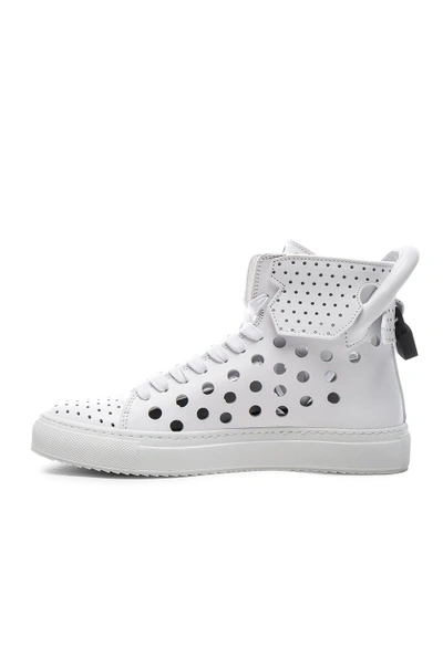 Shop Buscemi 125mm Leather Round Hole Trainers In White